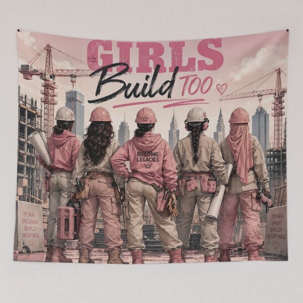 Item preview, Girls Build Too Construction Queen Shirt | Women in Construction Graphic Tee | Female Builder Pink Workwear Design designed and sold by BelievingCreate.