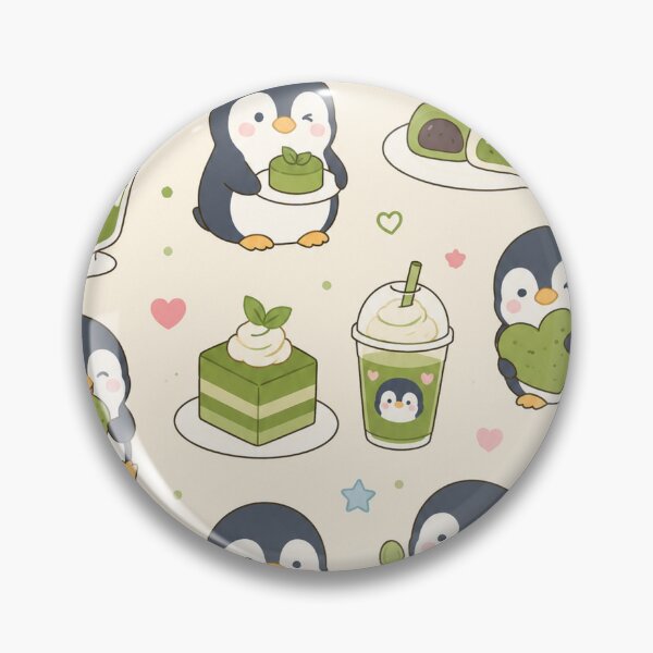 Item preview, Cute Penguin Matcha Dessert Kawaii Pattern designed and sold by Soft Berry Studio.