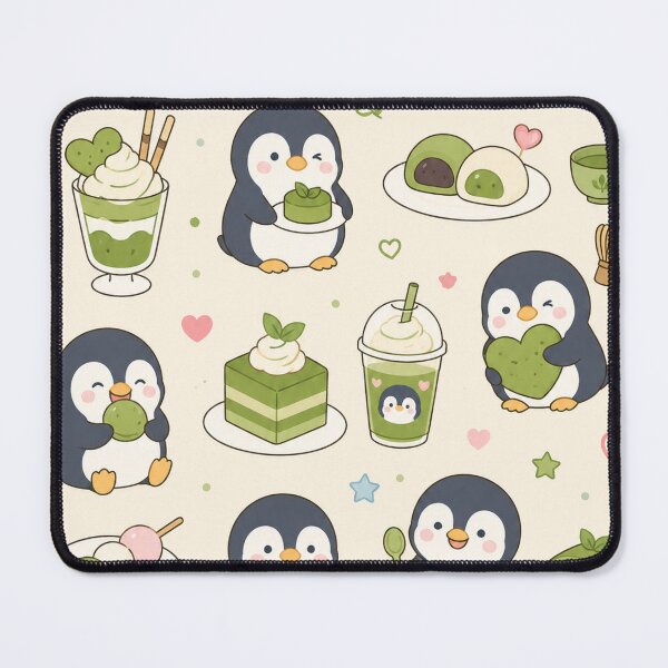 Item preview, Cute Penguin Matcha Dessert Kawaii Pattern designed and sold by Soft Berry Studio.