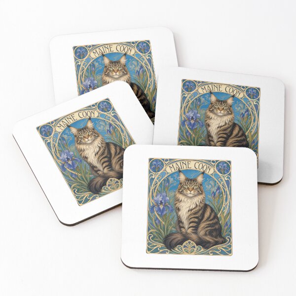 Item preview, Maine Coon Cat Art Nouveau designed and sold by AntiqueImages.