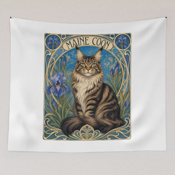 Item preview, Maine Coon Cat Art Nouveau designed and sold by AntiqueImages.