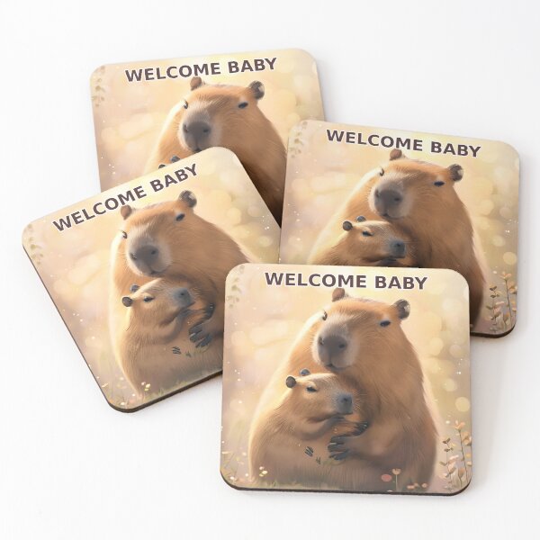 Item preview, Capybara Welcome Baby Card designed and sold by rostomaxa.