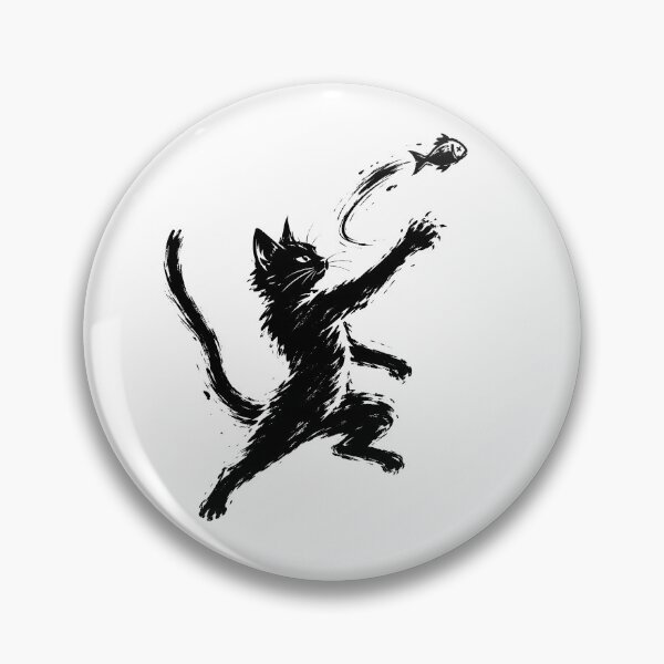 Item preview, Black Cat Chasing Fish designed and sold by ChocoMellowCo.