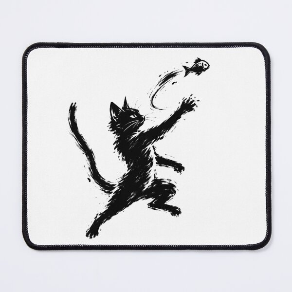 Item preview, Black Cat Chasing Fish designed and sold by ChocoMellowCo.