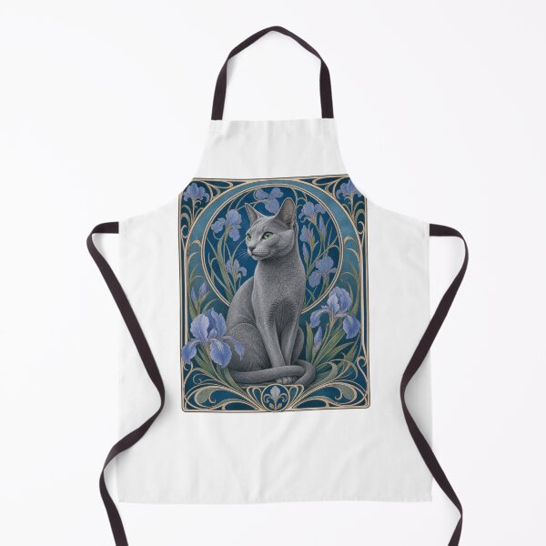Item preview, Elegant Grey Cat Art Nouveau Russian Blue designed and sold by AntiqueImages.