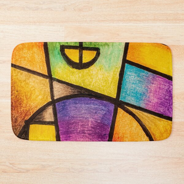 Item preview, Vibrant Geometric Abstract Stained Glass Art | Rainbow Color Block Art designed and sold by BuckaBaby.
