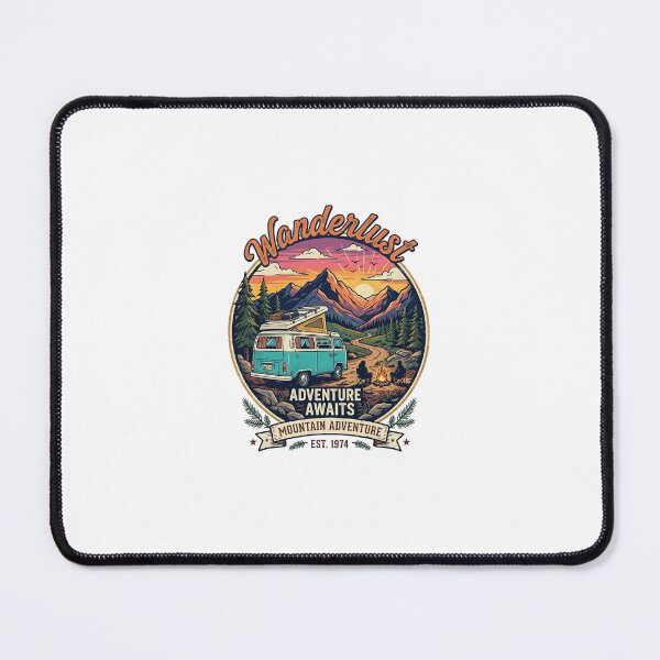 Item preview, Retro Wanderlust Mountain Adventure Camper Emblem designed and sold by UrbanVoid Studio.