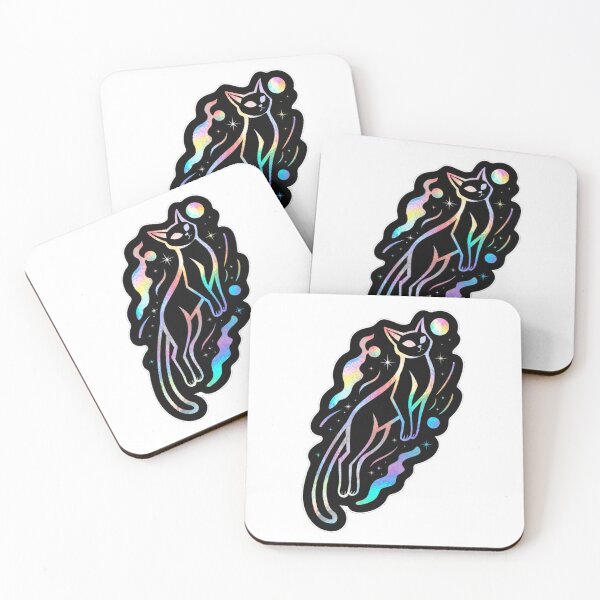 Item preview, Cosmic Cat Holographic Sticker – Celestial Galaxy Feline Art designed and sold by veerubusiness.