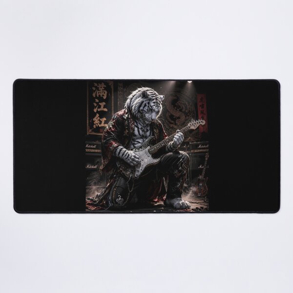 Item preview, White Tiger Guitarist Rock Legend | Fantasy Music Tiger Art designed and sold by ManJiangHong.