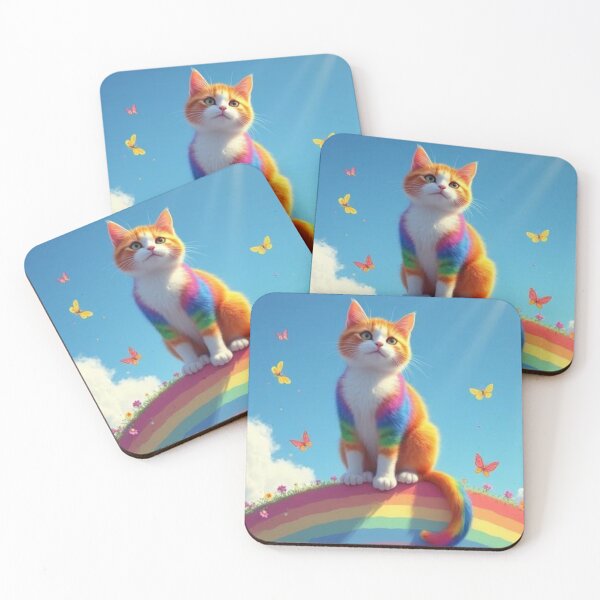 Item preview, Cute cat with rainbow. designed and sold by Knock on my door.