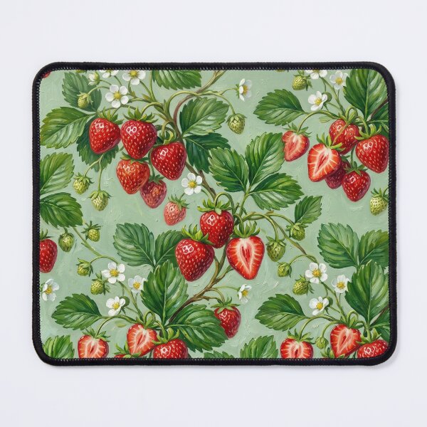 Item preview, Vintage Painted Strawberry Pattern - Cottagecore Botanical on Sage Green designed and sold by Digital Muse Store.