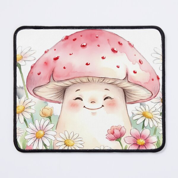 Item preview, Happy Mushroom Friends - Kawaii Cottagecore Mushroom with Flowers Watercolor Art designed and sold by SupernovaNote.