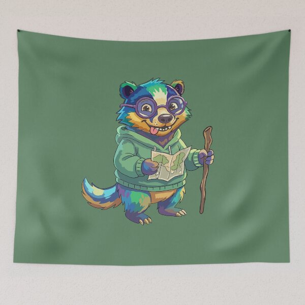 Item preview, Cute Hiking Raccoon Lost and Happy Camping Art designed and sold by MADBULL7.