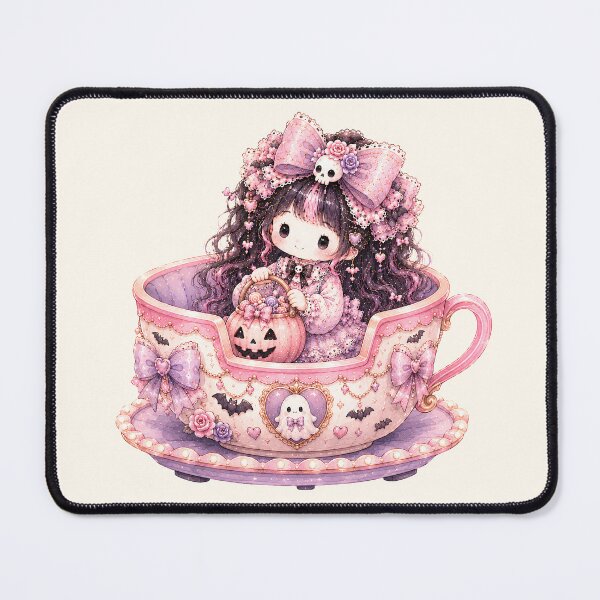 Item preview, Kawaii Halloween Teacup Princess | Coquette Pastel Goth Ghost Tea Party designed and sold by looplandger.
