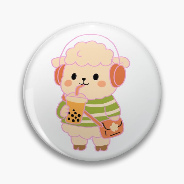 Item preview, cute sheep with boba drink designed and sold by Vivarium-shop.