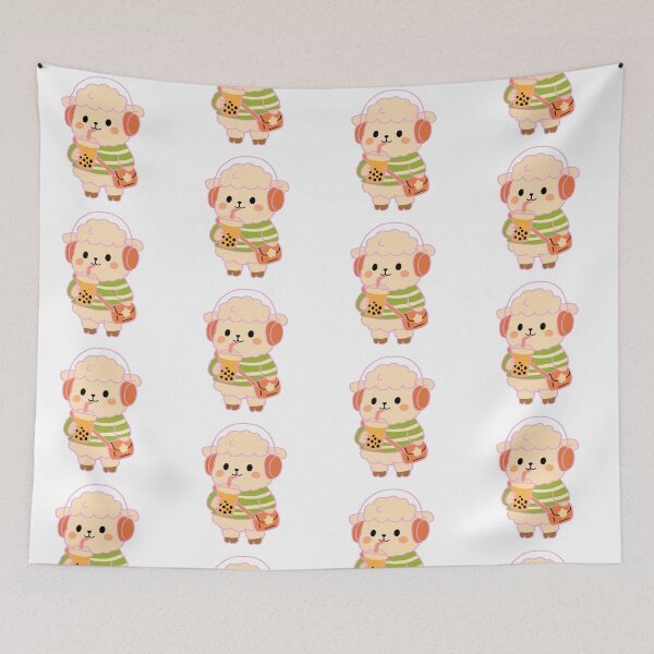 Item preview, cute sheep with boba drink designed and sold by Vivarium-shop.