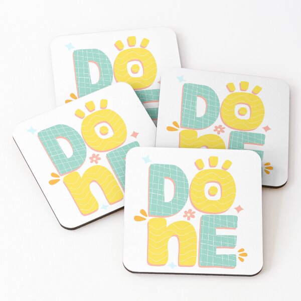 Item preview, "DONE" Retro Groovy Bubble Lettering – Pastel Patterned Typography Illustration designed and sold by BuckaBaby.