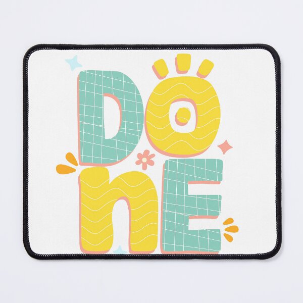 Item preview, "DONE" Retro Groovy Bubble Lettering – Pastel Patterned Typography Illustration designed and sold by BuckaBaby.