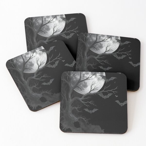 Item preview, Full Moon Spooky Tree and Bats Gothic Night Landscape designed and sold by DarkOriginArts.