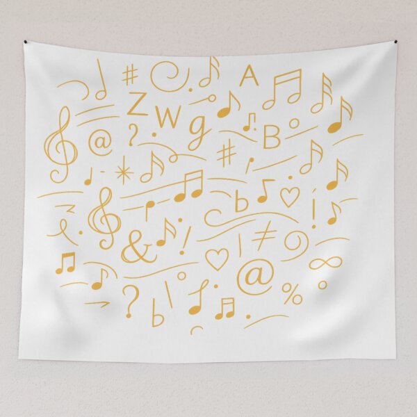 Item preview, Golden Abstract Music Symbols – Premium Minimal Line Art Design designed and sold by Joyfulfabric.