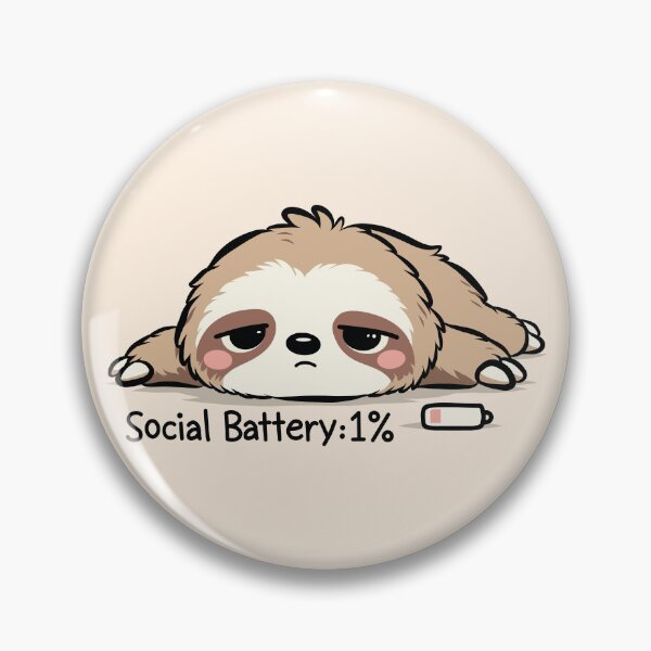 Item preview, Social Battery 1% Sloth | Cute Introvert Sloth | Funny Social Battery Meme designed and sold by Kutiefy-shop.