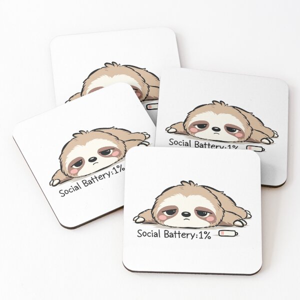 Item preview, Social Battery 1% Sloth | Cute Introvert Sloth | Funny Social Battery Meme designed and sold by Kutiefy-shop.