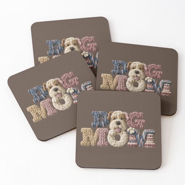 Item preview, Dog Mom Knitted Puppy Typography designed and sold by MegaNovaArt.