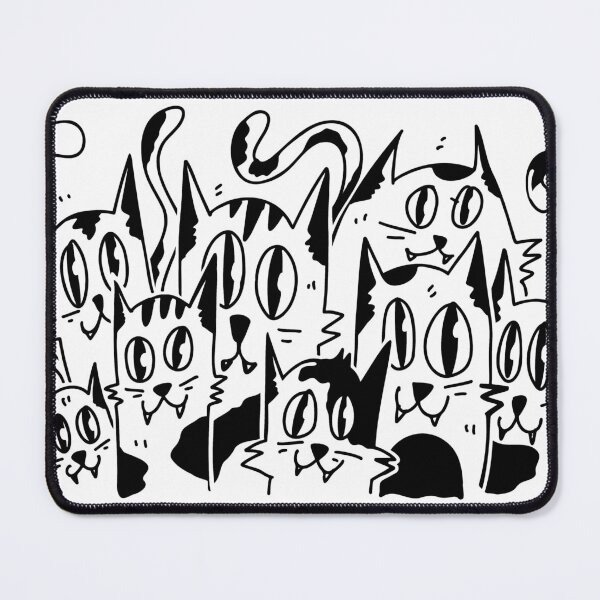 Item preview, Crowd of Crazy Cats – Black and White Hand-Drawn Cat Pattern Illustration designed and sold by BuckaBaby.