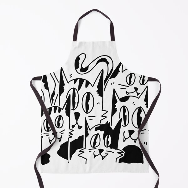 Item preview, Crowd of Crazy Cats – Black and White Hand-Drawn Cat Pattern Illustration designed and sold by BuckaBaby.