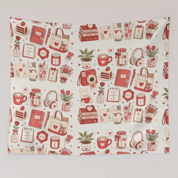 Item preview, Soft Red Aesthetic Lifestyle Doodles  designed and sold by LunaVales.