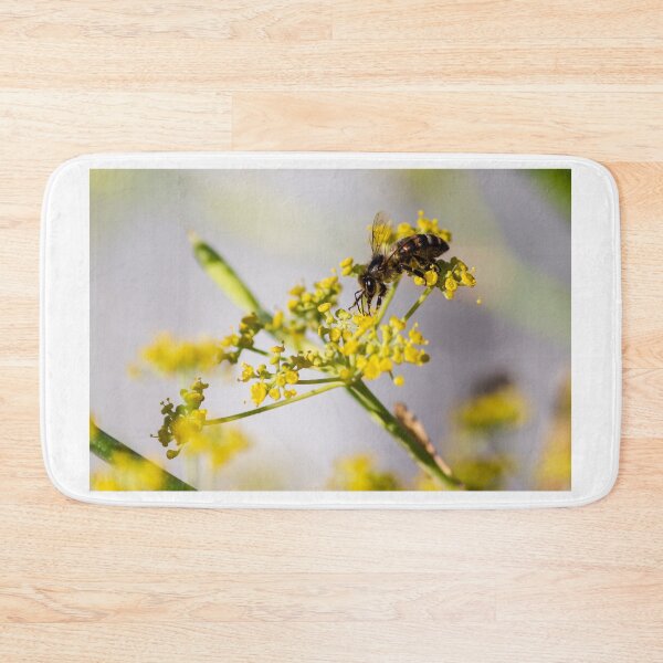 Item preview, Honeybee Pollinating Yellow Wildflower Close-Up Macro Photography Of Bee On Blossom designed and sold by Nmallia.