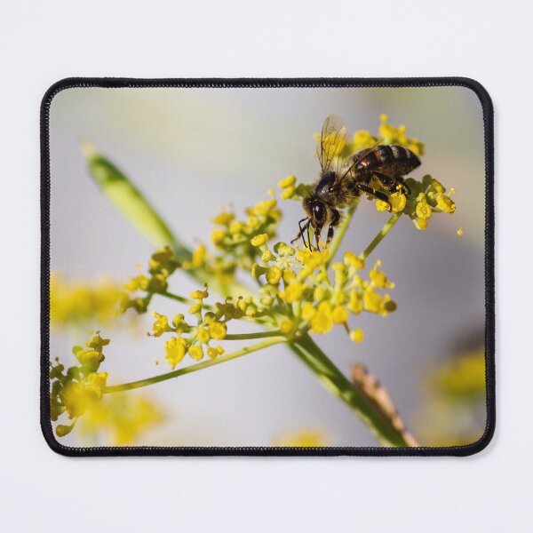 Item preview, Honeybee Pollinating Yellow Wildflower Close-Up Macro Photography Of Bee On Blossom designed and sold by Nmallia.