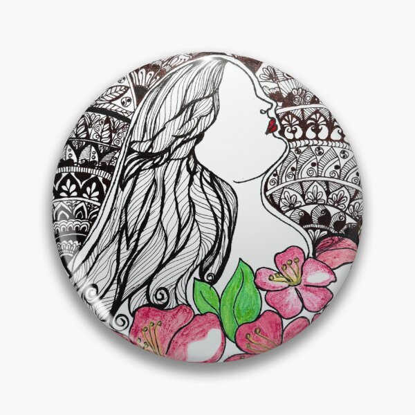 Item preview, Elegant Woman Mandala Art with Pink Flowers designed and sold by MansuartGallery.