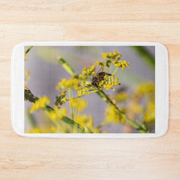 Item preview, Honeybee Pollinating Yellow Wildflower Close-Up Macro Photography Of Bee On Blossom designed and sold by Nmallia.