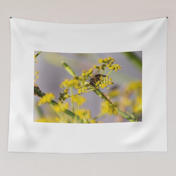Item preview, Honeybee Pollinating Yellow Wildflower Close-Up Macro Photography Of Bee On Blossom designed and sold by Nmallia.