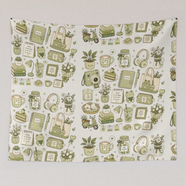 Item preview, Soft Green Aesthetic Lifestyle Doodles  designed and sold by LunaVales.