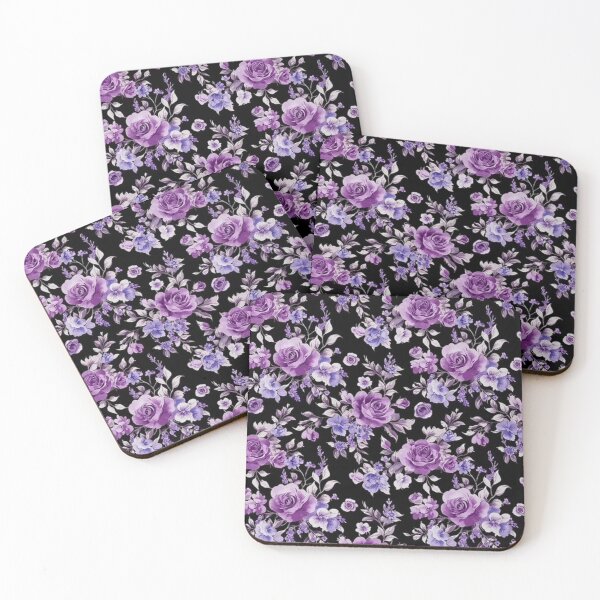 Item preview, Purple Rose Midnight Garden Floral Pattern designed and sold by INKRebelGraphic.