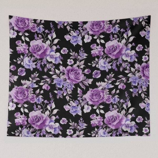 Item preview, Purple Rose Midnight Garden Floral Pattern designed and sold by INKRebelGraphic.