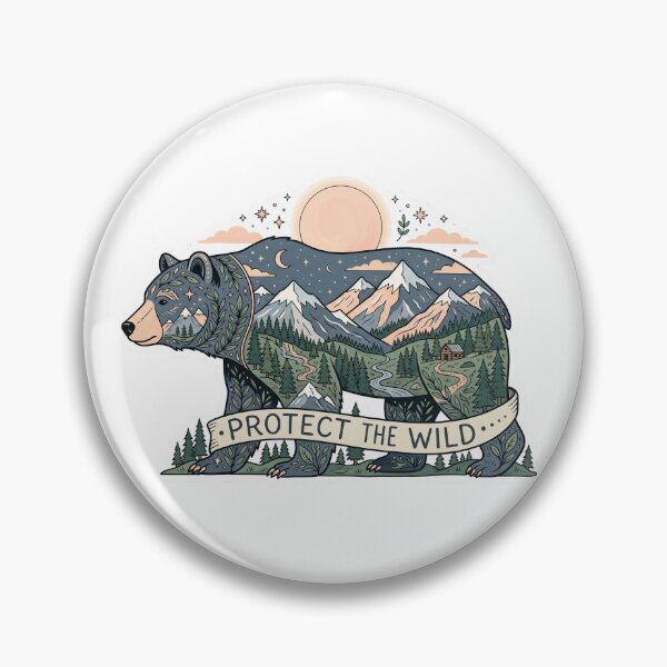 Item preview, Protect the Wild - Mountain Forest Double Exposure - Vintage Nature Art designed and sold by Mr. Pawsome.
