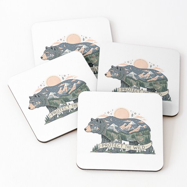 Item preview, Protect the Wild - Mountain Forest Double Exposure - Vintage Nature Art designed and sold by Mr. Pawsome.