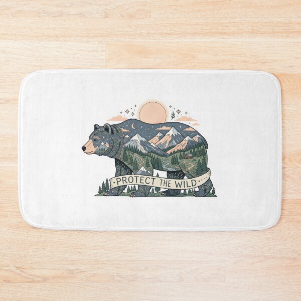 Item preview, Protect the Wild - Mountain Forest Double Exposure - Vintage Nature Art designed and sold by Mr. Pawsome.