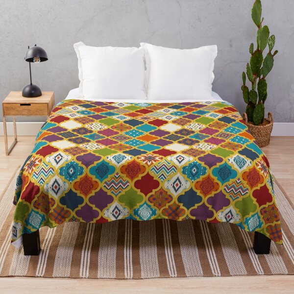 Item preview, Vibrant Moroccan Quatrefoil Patchwork Surface Pattern designed and sold by arteresting-art.