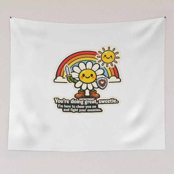 Item preview, Fierce Daisy Flower Fight Your Enemies Retro Sticker designed and sold by MIROUZ2000.