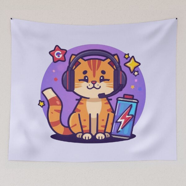 Item preview, Cat Powered Gaming Sticker designed and sold by Stylestickers55.