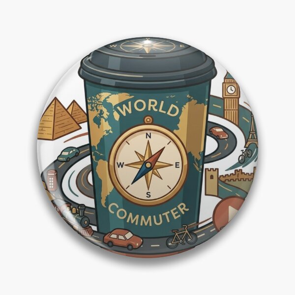 Item preview, World Commuter Travel Coffee Cup Sticker - Global Wanderlust Adventure designed and sold by venus-st.