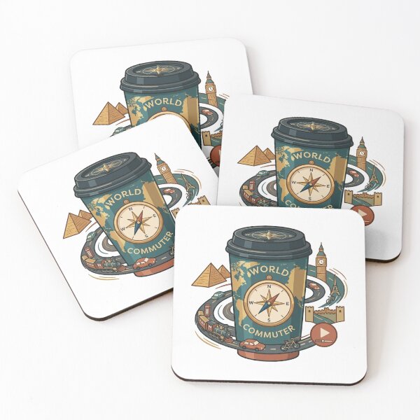 Item preview, World Commuter Travel Coffee Cup Sticker - Global Wanderlust Adventure designed and sold by venus-st.