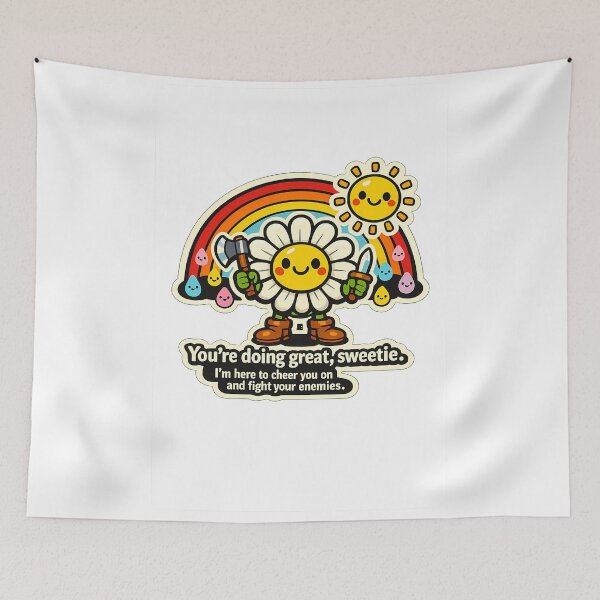 Item preview, Happy Raindrops Daisy Fight Your Enemies Sticker designed and sold by MIROUZ2000.