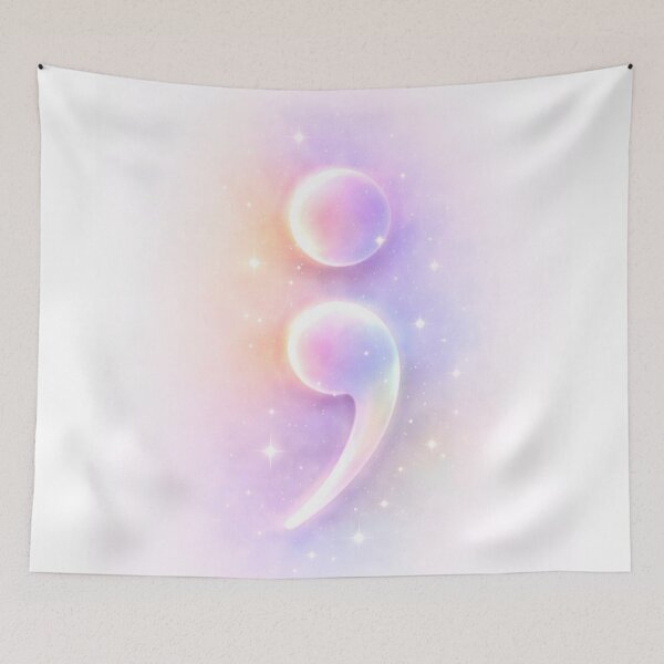 Item preview, Mental Health awareness Semicolon Pastel Holographic Art print designed and sold by ArcanePrintsxo.