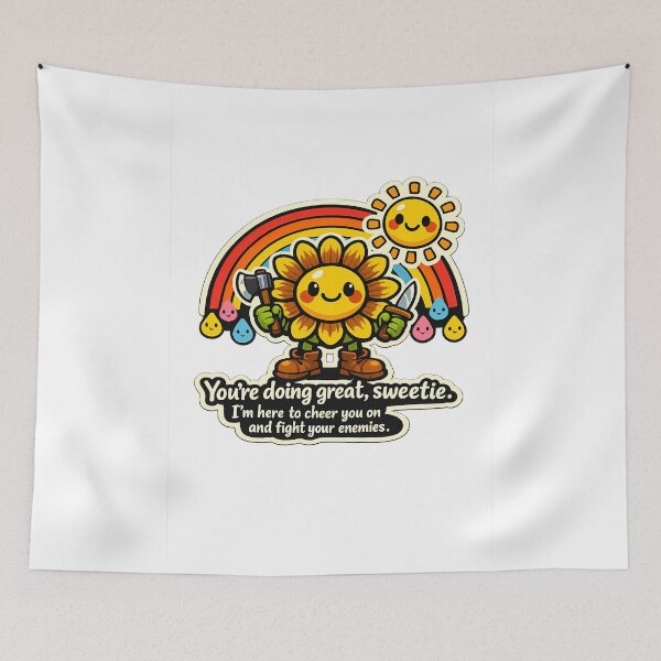 Item preview, Cute Sunflower Axe Fight Your Enemies Sticker designed and sold by MIROUZ2000.