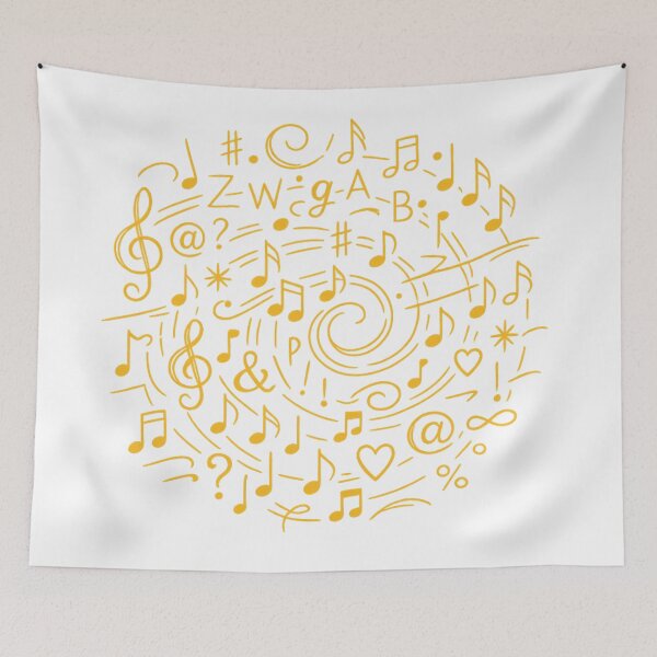 Item preview, Golden Spiral Music Symbols – Premium Minimal Line Art Design designed and sold by Joyfulfabric.